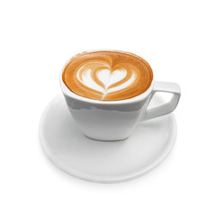 latte art coffee on white background