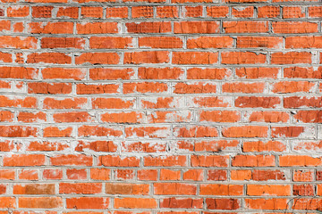 Red old brick wall, abstract background. vintage