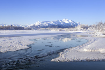Fototapeta na wymiar Chilkat River in winter