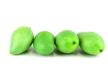 fresh green mango isolated on white background