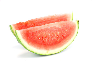 sliced fresh watermelon isolated on white background