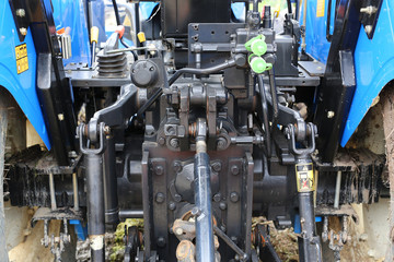 Rear view of new modern tractor