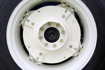 big truck wheel closeup object