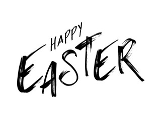 Happy Easter lettering design. Brush style , vector illustration isolated on white background.