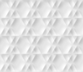 Seamless pattern with hexagonal cells made from shadows and lights in origami style. White repeating background.