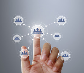 Hand touch virtual icon osocial network