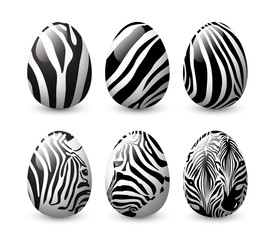 Set of sebra striped on egg. Happy Easter day concept. Illustration isolated on white background.