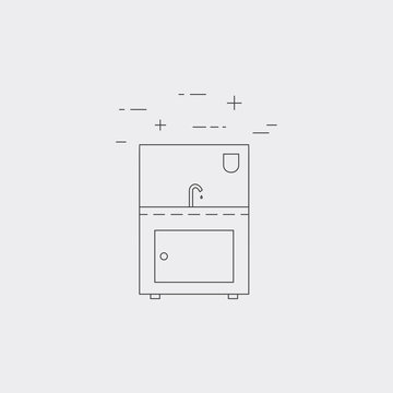 Sink outline icon. Restaurant equipment.