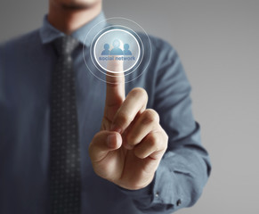 Hand touch virtual icon osocial network