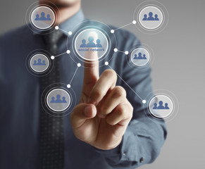 Hand touch virtual icon osocial network