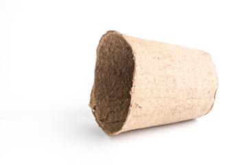 Peat pot for seedling it is isolated on a white background