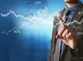 financial symbols coming from hand