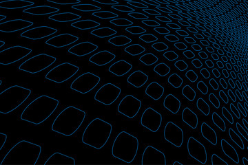 Obraz premium Blue square outline pattern in perspective on black background for abstract background concept