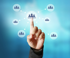 Hand touch virtual icon osocial network