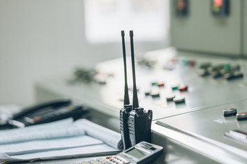 detail shot of control room of a factory.