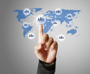 Hand touch virtual icon osocial network