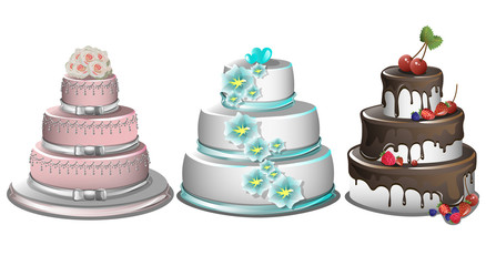 Sweet baked cakes set