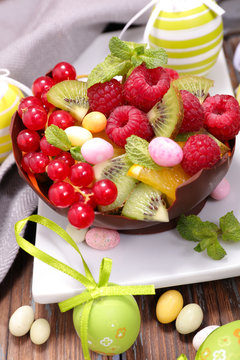 fruit salad and easter egg