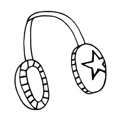 Sketch headphone hip-hop. Vector isolated image. The concept of street art. It can be used as prints, posters, printed materials, videos, mobile apps, web sites and print projects.