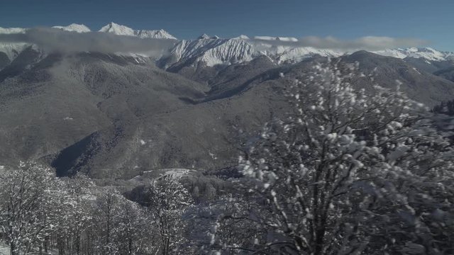 North slope Aibga Ridge of Western Caucasus at Rosa Khutor Alpine Resort stock footage video