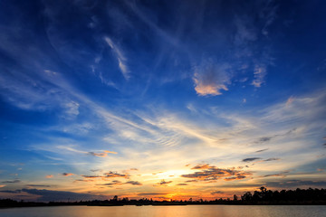 Sunset with reflection on the lake