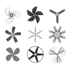Propeller fan vector illustration fan propeller wind ventilator equipment air icon blower cooler set rotation technology power object circle rotate © partyvector