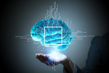 AI(Artificial Intelligence) concept, cyber brain, 3D rendering, abstract image visual