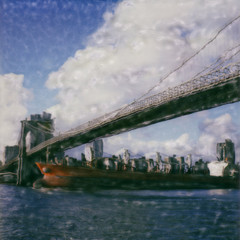 Fototapeta na wymiar Brooklyn Bridge polaroid painting artwork.
