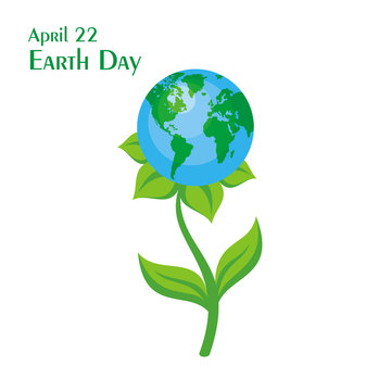 Earth day. Vector background with the image of planet Earth in the form of fantastic flower