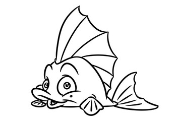 fish coloring page cartoon Illustrations isolated image animal character