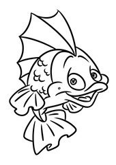 fish coloring page cartoon Illustrations isolated image animal character