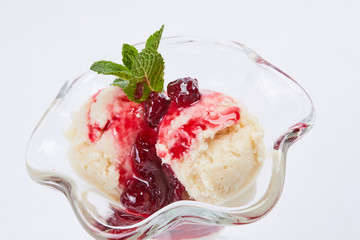ice cream with berry jam