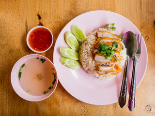 fried meat serve with white rice