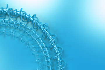 Concentric shape made of rings and spirals on blue background