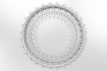 Concentric shape made of rings and spirals on white background