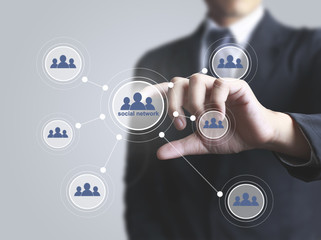 Hand touch virtual icon osocial network