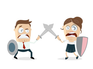 man fighting against woman