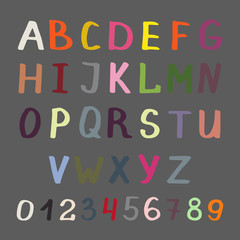 Colorful alphabet on grey