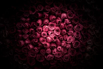 Fotobehang bloemen muur achtergrond met geweldige rozen © joeycheung