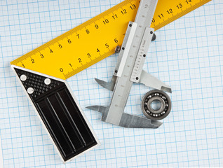 setsquare and calliper with bearing