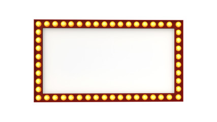 Marquee light board sign retro on white background. 3d rendering