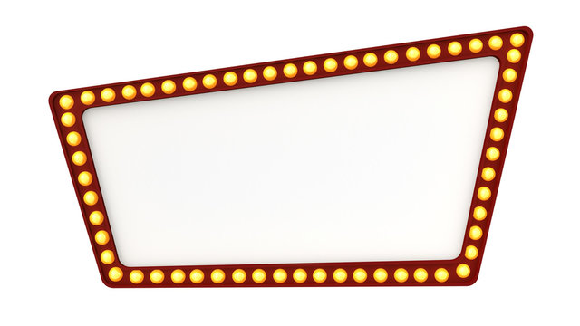 Marquee light board sign retro on white background. 3d rendering