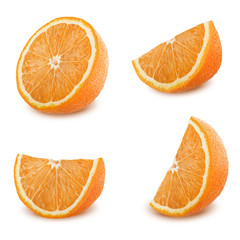 Orange slices set isolated on white background
