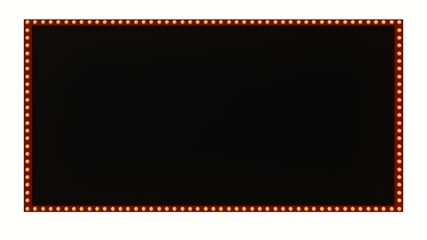 Marquee light black board sign retro on white background. 3d rendering