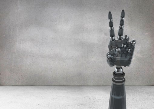 Robot Hand Showing Peace Sign