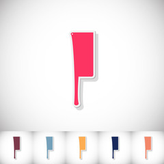 Knife. Flat sticker with shadow on white background