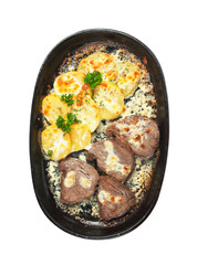 roast meat with potato and spices