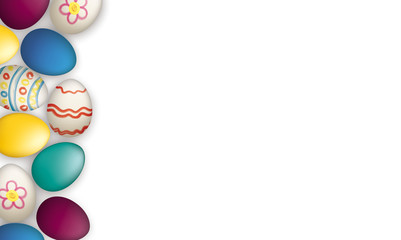 Frohe Ostern Ostereier mit Blumen auf einem alten Holztisch