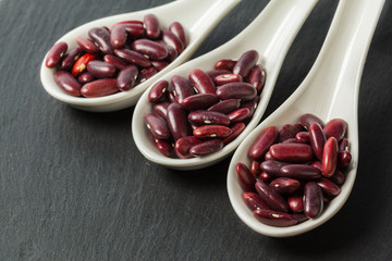 red beans on the black table