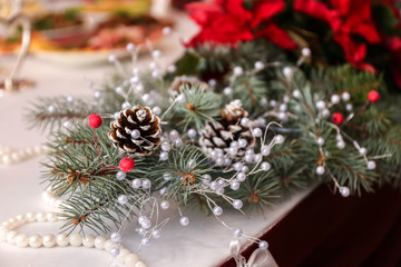 Decorations on wedding dinner table